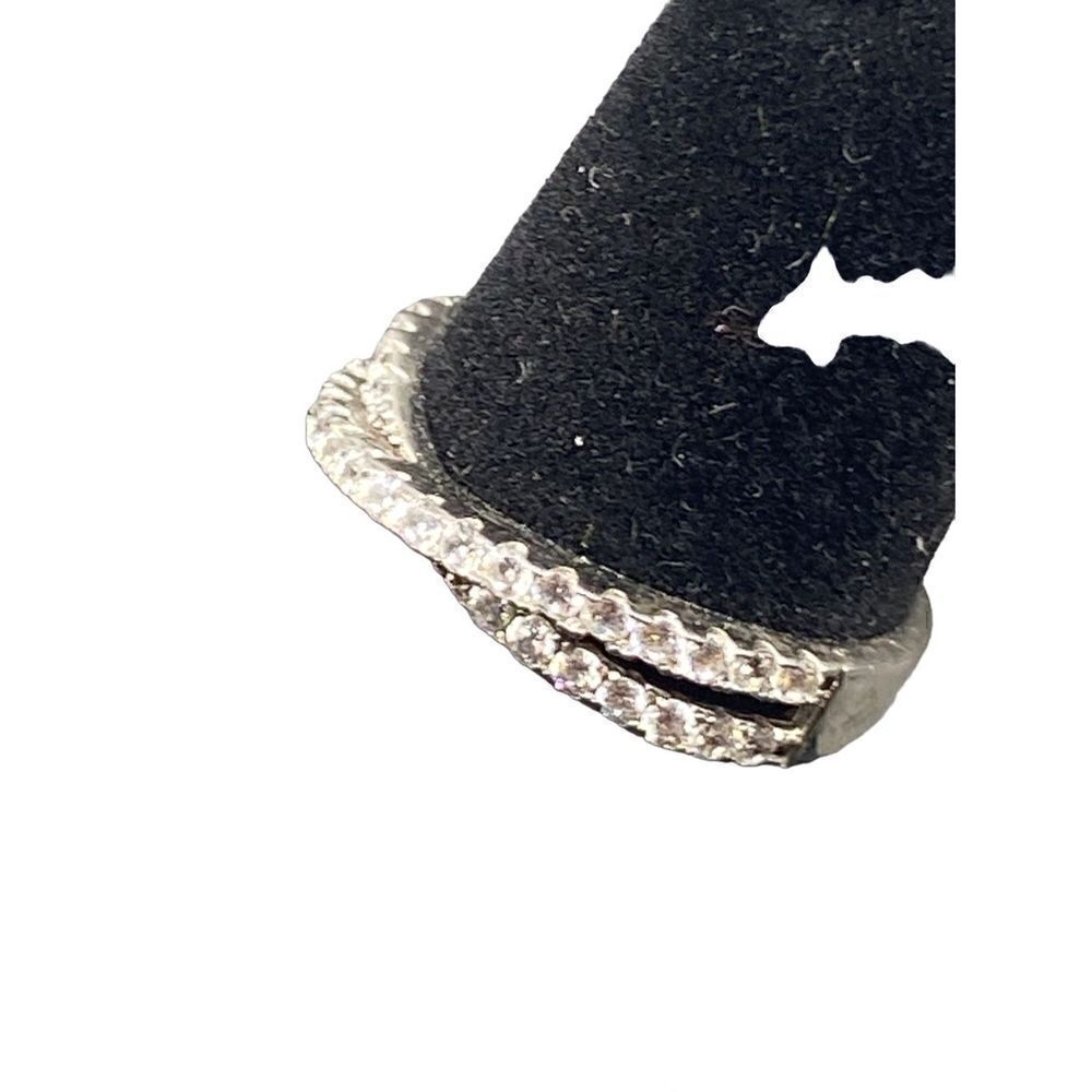 Sterling silver 925 Cz double eternity band with center crossover feature size 7 - Picture 8 of 8